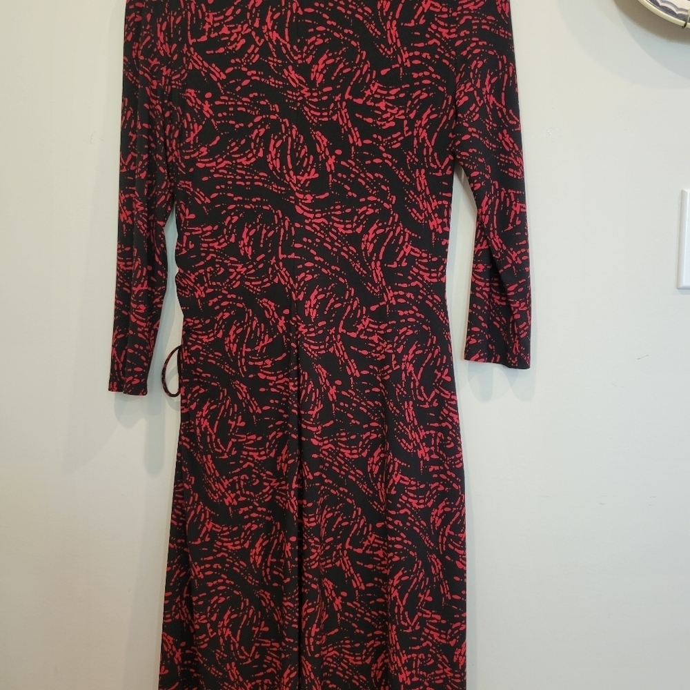 Evan Picone Elegant Faux Wrap V Neck Dress In Size 10 - Picture 8 of 10